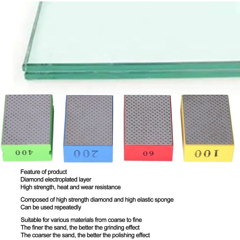 4 Tampons Diamantés Tyafzzn - Polissage Pierre, Carrelage, Verre - Grains 60# à 400#