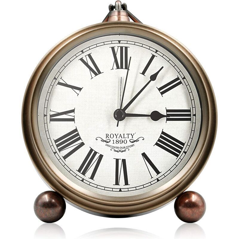 Réveil Vintage Double Cloche YouJabz - Cadran 16cm Silencieux Avec Veilleuse - Style Rétro Pour Chambre