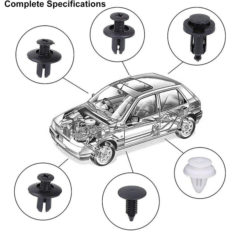 Kit De 80 Clips Et Vis Pour Carrosserie Voiture - U Clips, Rivets Plastique, Vis - Réparation Pare-chocs, Garnitures
