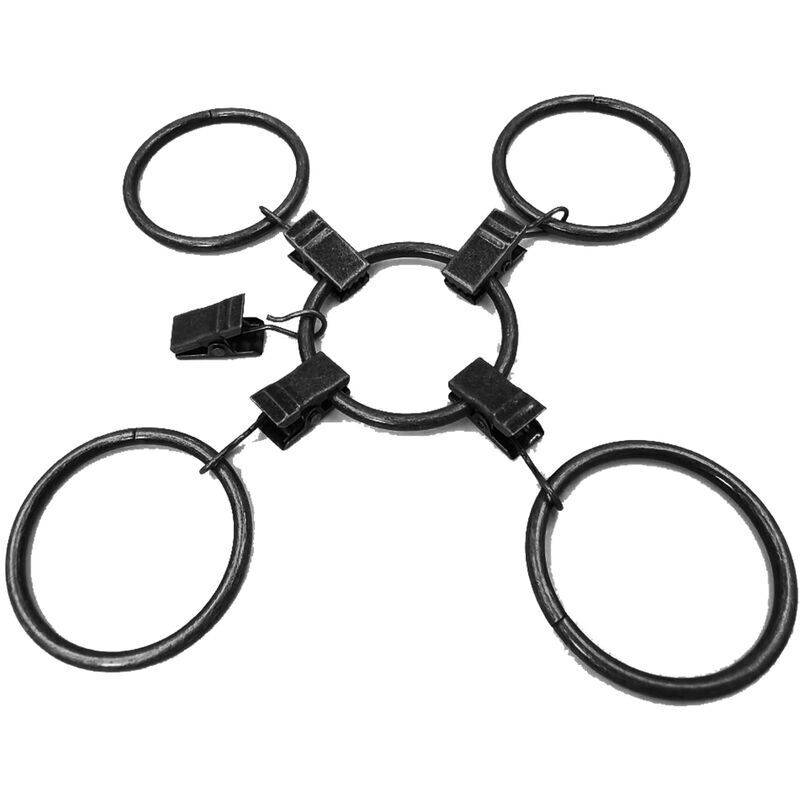 40 Anneaux à Rideaux Avec Clips En Bronze - Pour Tringles Jusqu'à 30mm (1.18") - Diamètre Intérieur 38mm - Accessoires Fenêtres
