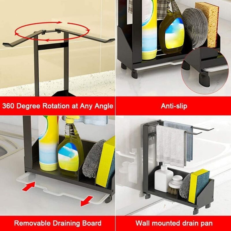 Organisateur évier Cuisine AxiwoIntl - Porte-éponge Ventouse - Acier Inoxydable - Drainage Intégral