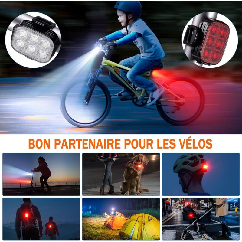 Lampe De Vélo USB Rechargeable - Étanche IPX - 3 Modes (fort/faible/strobe) - Pour VTT, Route, Nuit