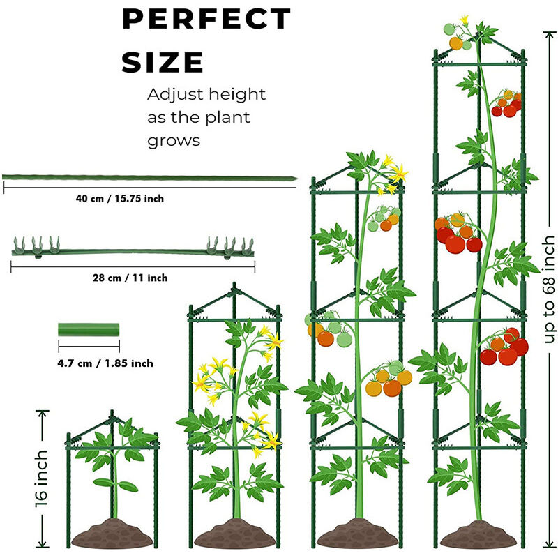Cage à Tomates Et Support Plantes Grimpantes - Treillis Jardin Avec Bielle Réglable, 3 Groupes Pour Légumes Fruits Et Fleurs