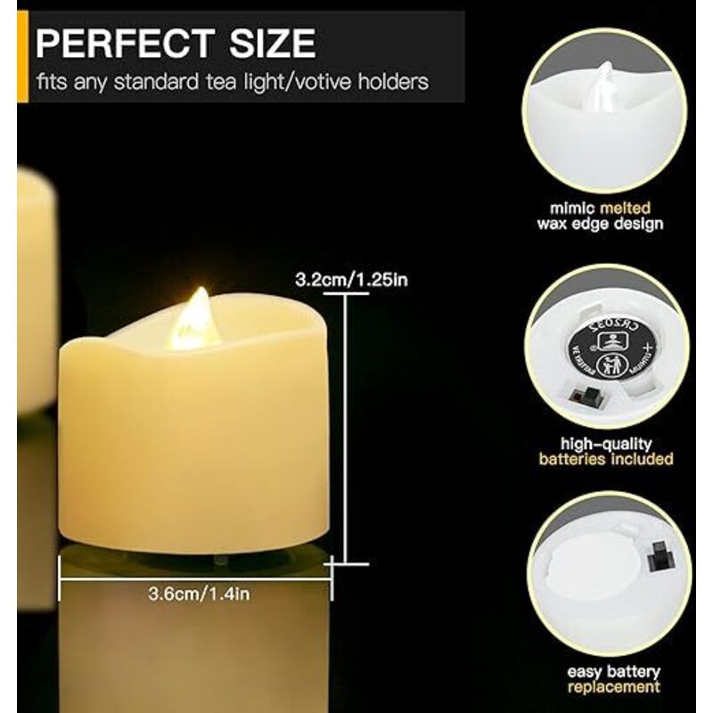Lot De 12 Bougies LED Sans Flamme Vacillantes (D : 5,6 Cm X H : 12,7 Cm) - Bougies Piliers En Cire Véritable Ivoire Avec Télécommande à 10 Touches Et Minuterie De 24 Heures