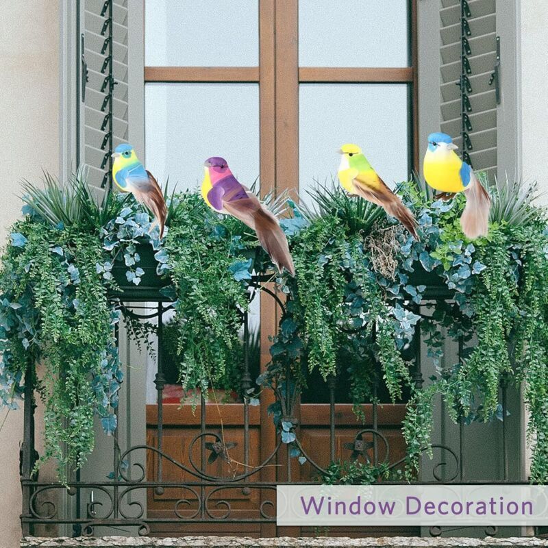5 Oiseaux Décoratifs Avec Plumes Et Clip - Décoration Intérieur/Extérieur Multicolore
