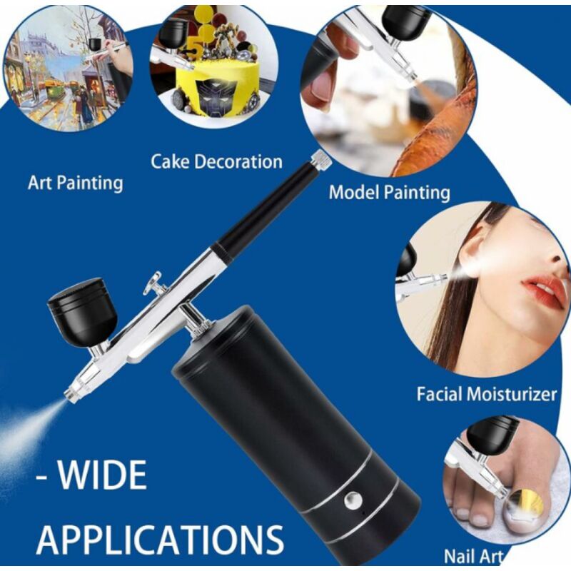 Gocheer Pistolet Aérographe Portable Double Action 100-250 V Avec Mini Compresseur Silencieux Pour Maquillage Art Peinture Tatouage Manucure Artisanat Gateau Modele Aerographe Outil A Ongles