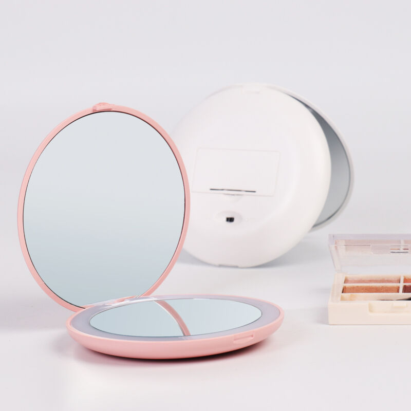 Miroir De Maquillage LED Avec Loupe 10X - Miroir Pliant Lumineux, Écran Tactile, Rotation 360°, Alimentation USB/Piles