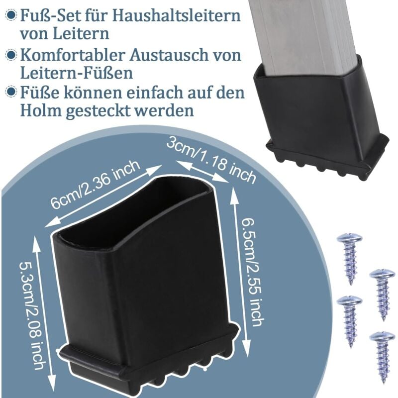 Lot De 4 Pieds D'échelle De Rechange Antidérapants Pour échelles, Pieds D' échelle, 50 X 20 Mm, Pieds D'échelle, En Caoutchouc, Résistants à L'usure, Capuchons De Protection Universels Pour Les