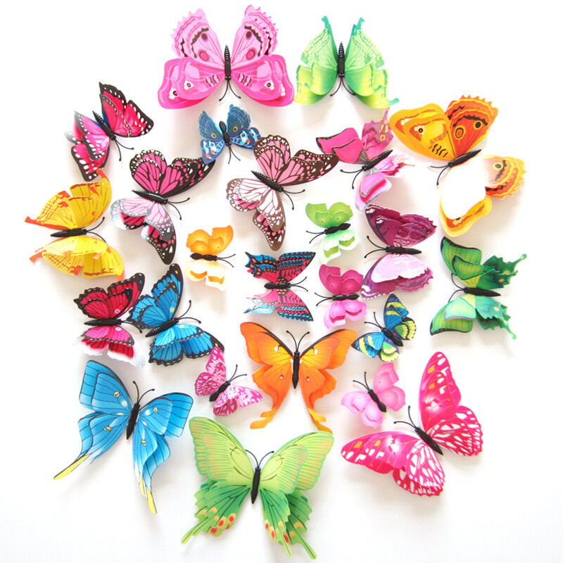 60 Autocollants Papillons 3D Or Rose - 5 Styles Et 3 Tailles - Déco Chambre Bébé Fille Ou Mariage