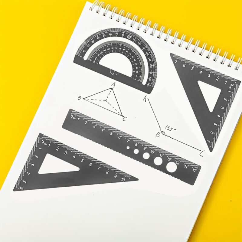 Mabor Lot De 4 Règles Triangulaires En Alliage D'aluminium Noir à Bord Droit, Rapporteur Géométrique Et Fournitures De Dessin Pour étudiants Et Enfants