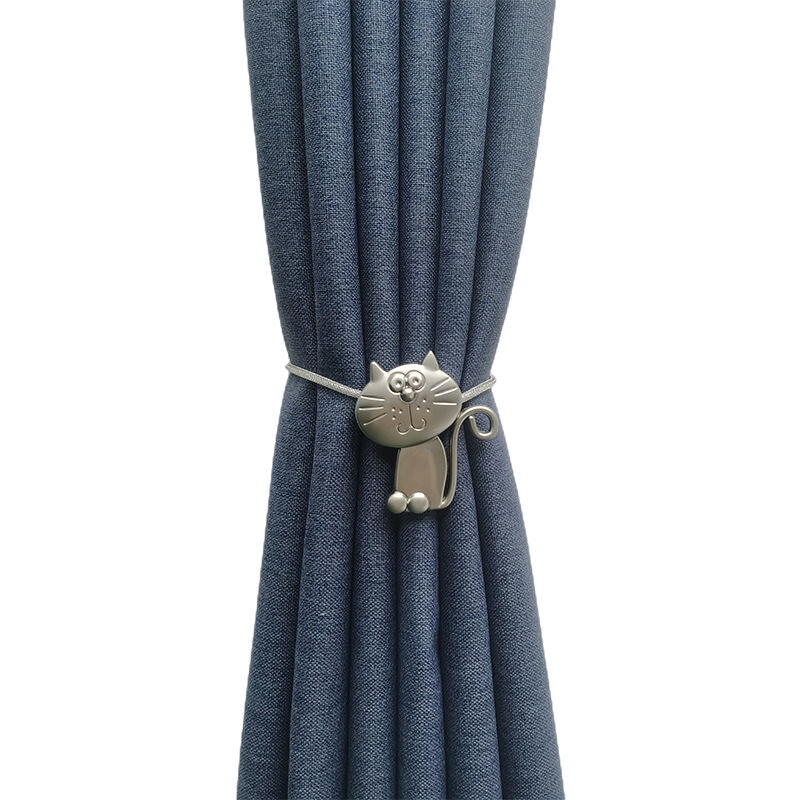 4 Attaches Rideaux Magnétiques Avec Cristaux - Design Fleur Et Paon - Argenté, Sans Perçage, élastique