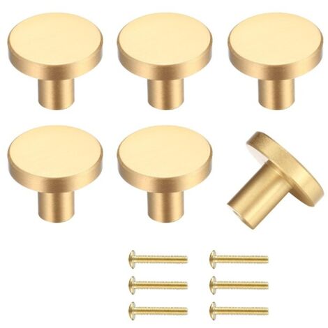 Lot de 6 poignées de tiroir de 25 mm de diamètre, poignées de meubles dorées, poignées d'armoire rondes pour la décoration (1/5)