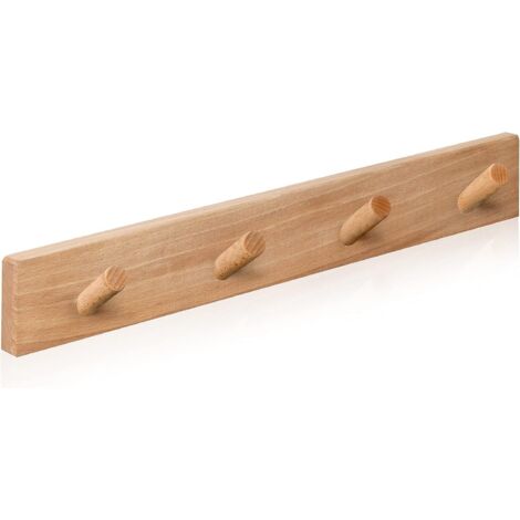 Porte-manteau Mural Bois ZUIMENG - 5 Crochets Triple Fixation - 43 Cm - Support Jusqu'à 20 Kg - Pour Chambre, Entrée, Salle De Bain
