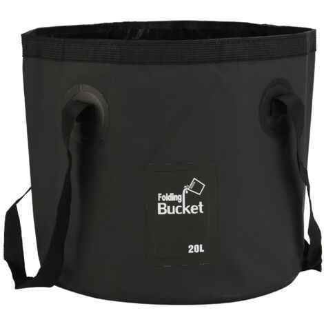 Seau étanche 20L Seau de pêche en plein air Seau pliant Camping Nettoyage Noir (1/5)