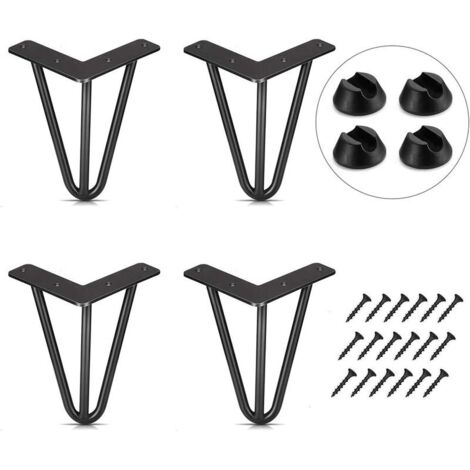 Lot de 4 pieds de table 10cm – Acier laminé à froid – Antirouille et durable – Inclus : 20 vis et 4 protège-pieds – Stomo (1/7)