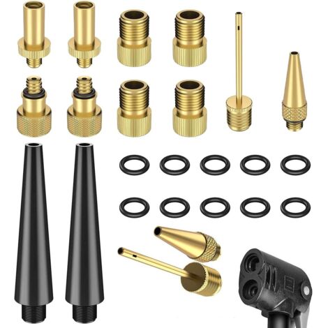 Adaptateur de Pompe à Vélo 14 Pcs,Adaptateur de Pompe à Pneu de Bicyclette,Pompe à Vélo Adaptateur d'aiguille,Valve DV AV SV pour Pompe à Vélo,Embout Pompe Velo en Cuivre pour Ballon vélo de Montagne (1/5)