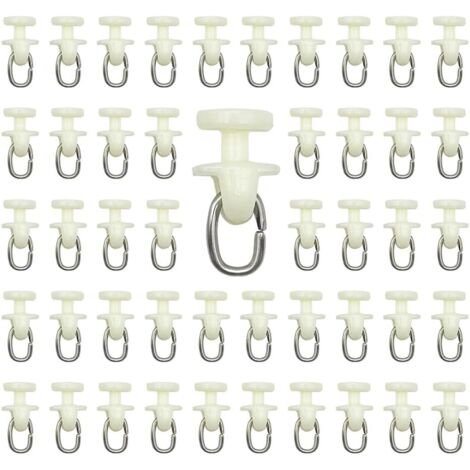 Linghhang – Lot de 100 crochets pour tringle à rideaux en plastique blanc – Longueur 26 mm – Pour glissement fluide sur rails – Durabilité élevée (1/5)