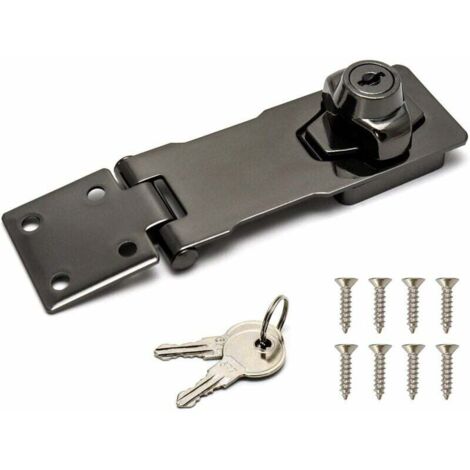 Vol de sécurité, 4/10cm, noir, dispositif de verrouillage avec clé et vis pour serrure de porte porte d'entrée, porte de garage (1/5)