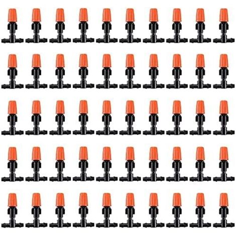 100pcs goutteurs d'irrigation à débit réglable Micro Spray, têtes de brumisateur d'irrigation goutte à goutte réglables pour jardin (1/5)