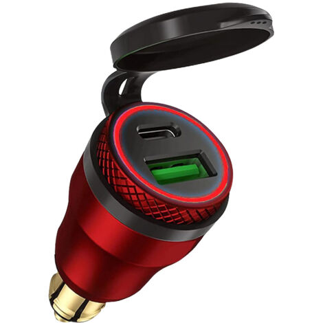 (Boîtier bleu) adaptateur allume-cigare USB moto double prise USB 12 V PD 3.0 et QC 3.0 pour BMW Motorrad (1/5)