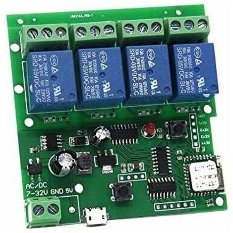 4 canaux WIFI Momentary Inching Relais Module d'interrupteur de sécurité automatique, contrôleur de porte de garage WiFi DIY (5-32 V) (1/3)