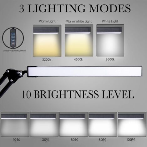 Lampe De Lecture LED à Clipser Pour Pupitre - Fonctionne Avec USB Et Piles AAA - 4 Niveaux De Luminosite Ideale Pour Les Vers De Livres Les Lecteurs De Piano Les Enfants Les Voyages Double Bras