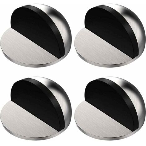 4 Pcs Arrêts de Portes Argent, Butée de Porte Adhesive, Butées de Porte en Acier Inoxydable avec Autocollants, Inutile de Percer, pour la Maison et le Bureau (1/5)
