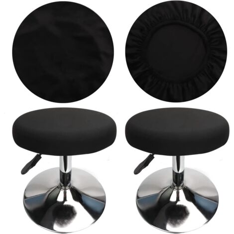 (4 Pièces Noir)Housse Tabouret Rond Housse Tabouret de Bar, Tissu de Luxe, Diamètre 30-40cm, Extensible, Infroissable, Lavable et Anti-Poussière (1/5)