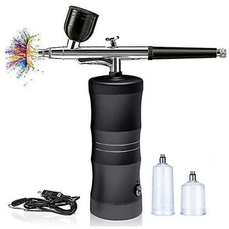 Kit aérographe avec compresseur portable sans fil Mini Air Brush Kit pour peinture, tatouage, nail art, mode, maquillage, décoration de gâteau, barber (1/5)