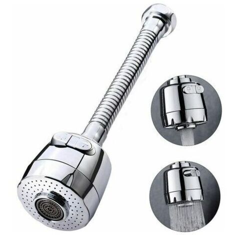 Aérateur de robinet rotatif à 360 degrés tête de robinet de cuisine 2 modes réglable pommeau de douche filtre pulvérisateur pour cuisine salle de bain (long) (1/5)