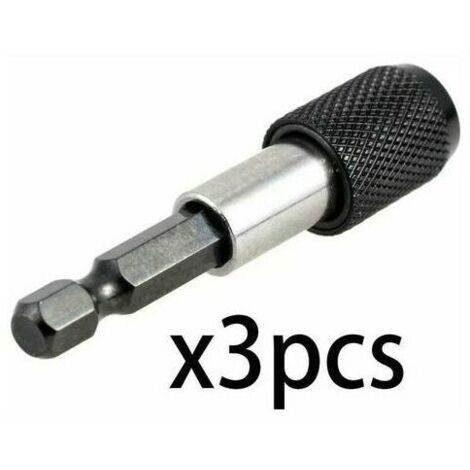 (3 pièces) Porte-embout de tournevis à tige hexagonale de 6,35 mm 60 mm Poignée d'extension de tournevis magnétique Poignée de tournevis Porte-embout de tournevis à dégagement rapide pour guide de per (1/5)
