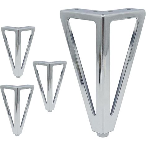 (Argent) Paquet de 4 Pieds de Table triangulaires en métal 15 cm armoire de Style contemporain, pieds de meubles de canapé-lit (1/5)