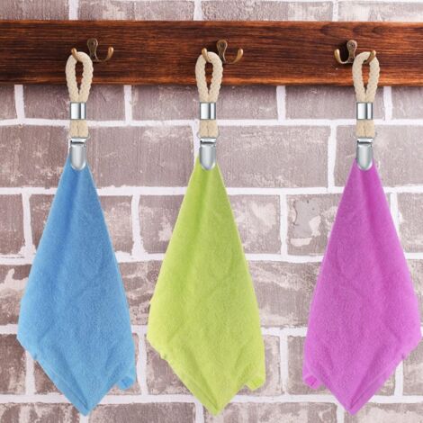 Lot De 4 Pinces à Serviette Avec Clip En Fer - Corde Coton, Pour Suspendre Torchons, Serviettes Dans Cuisine, Salle De Bain, Placard