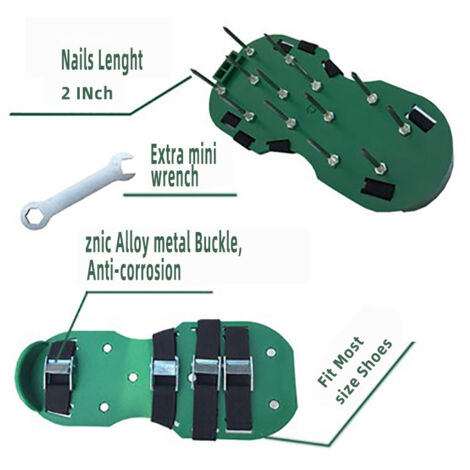 Chaussures Aérateur Gazon Avec Crampons - Aération Pelouse Manuelle - Réglable Pied Homme/Femme