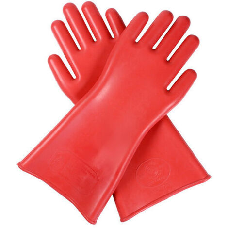 Gants d’isolation électrique professionnels 12 kV – Caoutchouc naturel, 40 cm, rouge, paire – Norme EN60903 (1/5)
