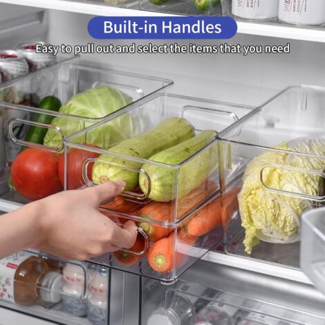 Rangement Cuisine Lot De 8 Organisateurs Frigo Pavlleen - Transparents Avec Poignées - 4 Tailles Différentes - Sans BPA Rangement Transparent Poignée