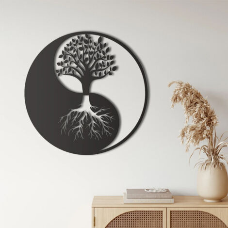 Grande Décoration Murale Arbre De Vie – Bois, Métal, Style Ethnique