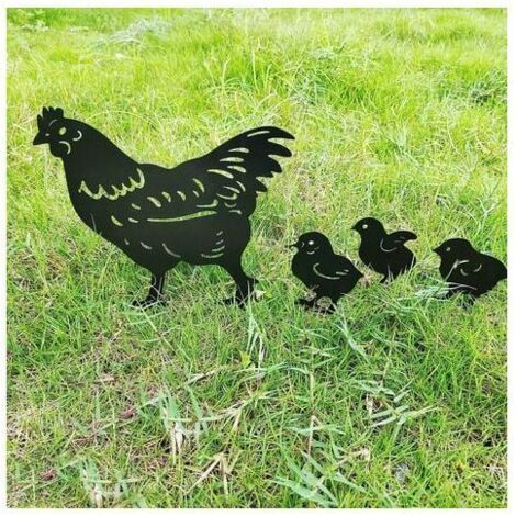 Statue Jardin Poule Acrylique 2D Starnearby - Décoration Pâques Et Noël - Silhouette Coq Colorée Pour Extérieur