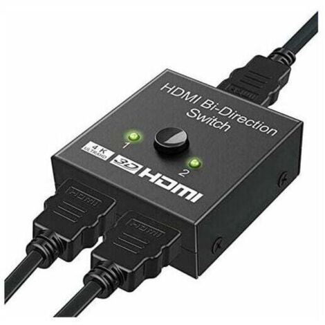 Commutateur HDMI, adaptateur HDMI Splitter 4K bidirectionnel 2 entrées 1 sortie ou commutateur 1 entrée 2 sorties, prise en charge 3D 4K 1080P, HDCP, commutateur HDMI pour HDTV/lecteur Blu-Ray/DVD/DVR