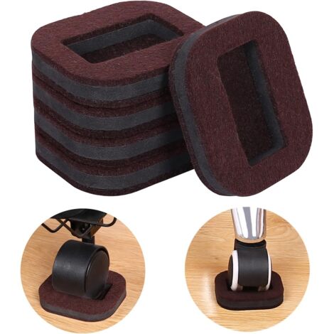 4X Tasses à roulettes/Coupelles en Effet Bois Foncé avec Base en