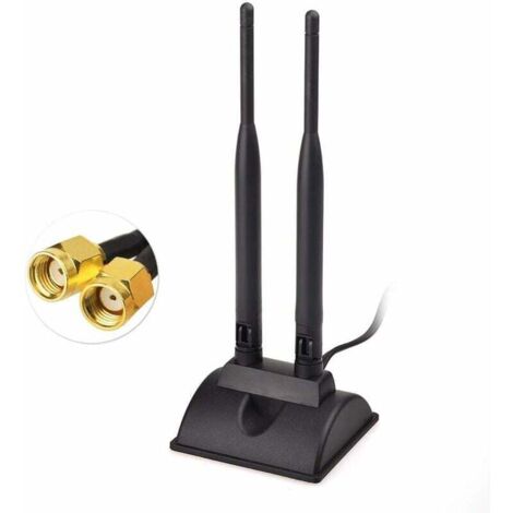 Antenne WiFi 2.4G / 5.8G Dual Magnetic Antenna RP-SMA Adapter 3m Cable for WiFi Camera Antenna PCI Card WLAN Router Wireless Bluetooth Router (1/5)