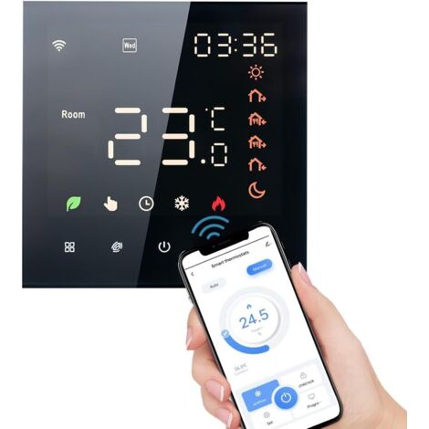 Linghhang – Thermostat connecté WiFi pour chauffage électrique – Programmable 5+2/6+1 – Plage de 5-70℃ – Compatible Google Home et Amazon Alexa (1/5)