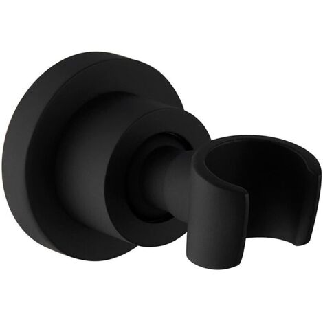 Noir Support de Douche Acier Inoxydable Support Pommeau de Douche Montage Mural Support de Douche à Main Rotatif à 360° Support de Tête de Douche,Round (1/5)