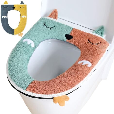 Housse De Siège Toilette Douce Et Chaude - Acrylique Lavable, Diamètre 31cm (Vert)
