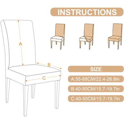 Lot De 2 Housses De Chaise Extensibles Universelles - Tissu élastique (92% Polyester, 8% Spandex) - Lavable, Pour Salle à Manger, Mariage, Banquet - Beige