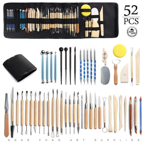 Outils Sculpture Cire Nizirioo Kit 10 Outils De Sculpture Et Modelage En Acier Inoxydable - Avec Sac De Transport - Idéal Poterie, Argile Et Bijoux