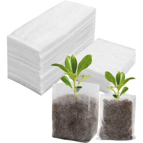 200 Pcs Sac Semis- 10x12cm+14x16cm Biodegradable Sac de Plantation de Jardin Godet Semis Non Tissé (1/5)