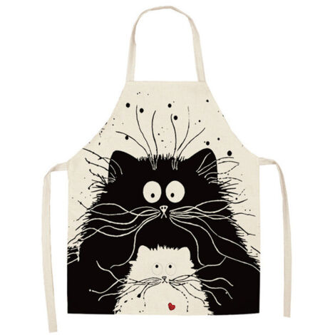 Tablier de Chat Mignon, Tablier de Cuisine en lin pour Barbecue, Cuisine et Peindre, pour Homme et Femme, Cadeau pour Papa et Maman (1/5)