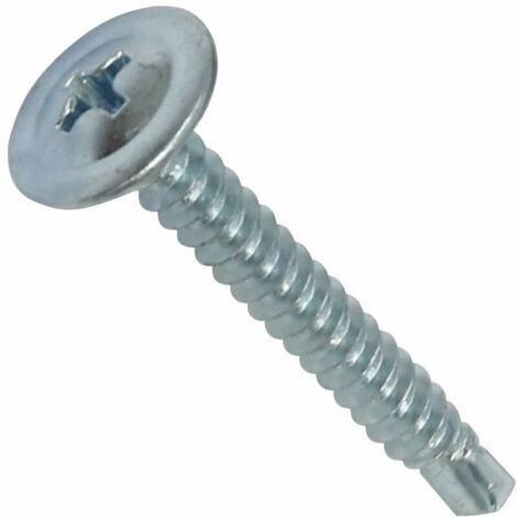 C44742 - Lot de 100 - Vis à tôle Autoperceuse - à Tête Large Bombée - diamètre 4.2x32mm - en Acier Zingué - à Empreinte Cruciforme - Bricolage - Rénovation (1/5)