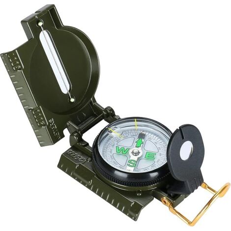 XCOZU Boussole Militaire Verte Multifonction - Visée Optique, Étanche, Lumineuse - Idéale Randonnée, Camping, Géologie